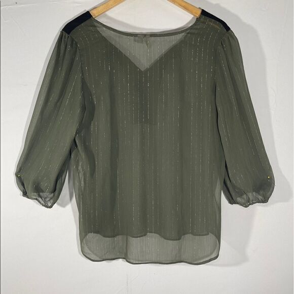 Cato  Navy Green See Through Blouse - Picture 5 of 10